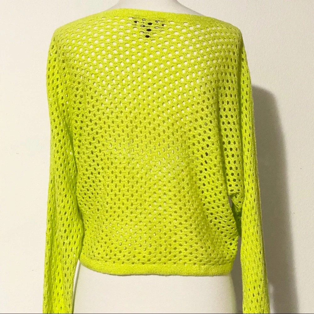 EXPRESS Neon Green Net Sweater - Picture 2 of 4